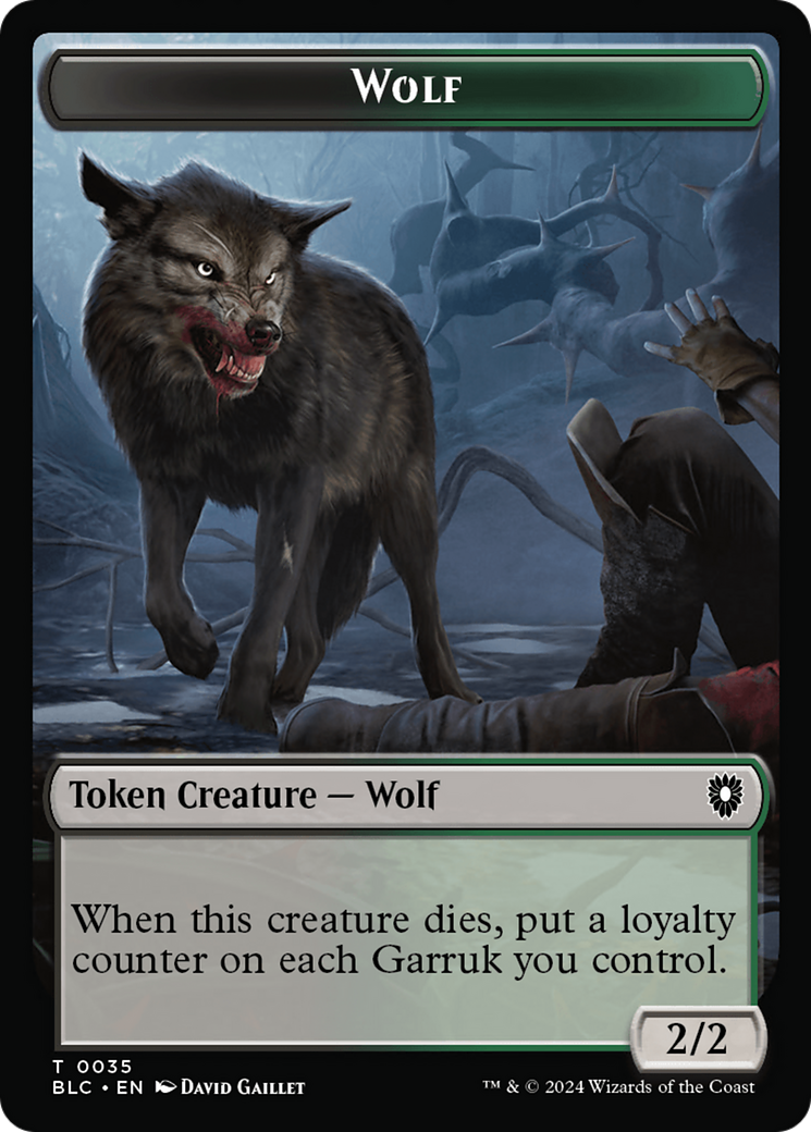 Human Soldier // Wolf (035) Double-Sided Token [Bloomburrow Commander Tokens] | Card Merchant Takapuna