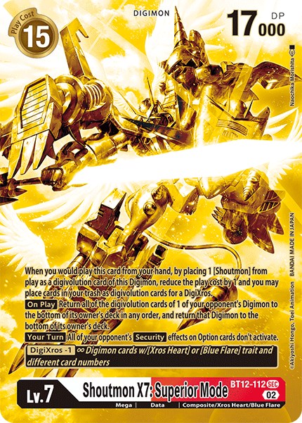 Shoutmon X7: Superior Mode [BT12-112] (Alternate Art - Gold) [Across Time] | Card Merchant Takapuna