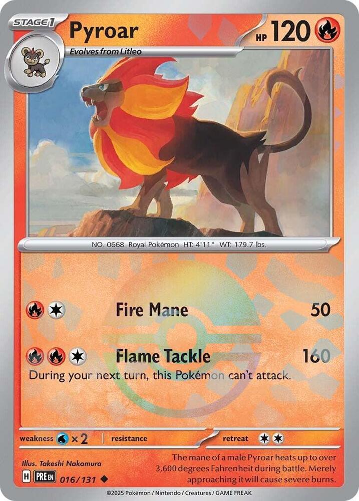 Pyroar (016/131) (Poke Ball Pattern) [Scarlet & Violet: Prismatic Evolutions] | Card Merchant Takapuna