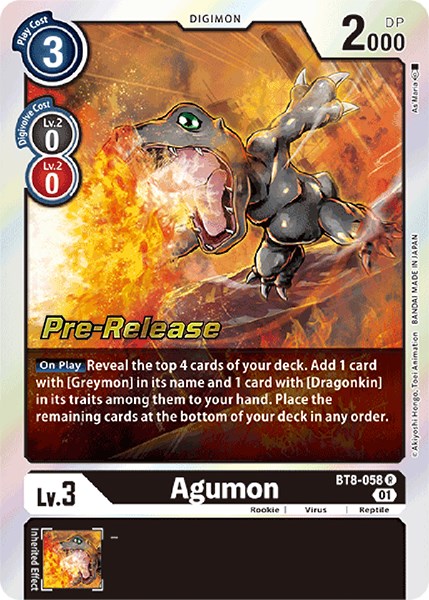 Agumon [BT8-058] [New Awakening Pre-Release Cards] | Card Merchant Takapuna