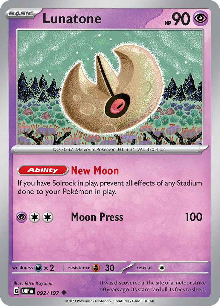 Lunatone (092/197) [Scarlet & Violet: Obsidian Flames] | Card Merchant Takapuna