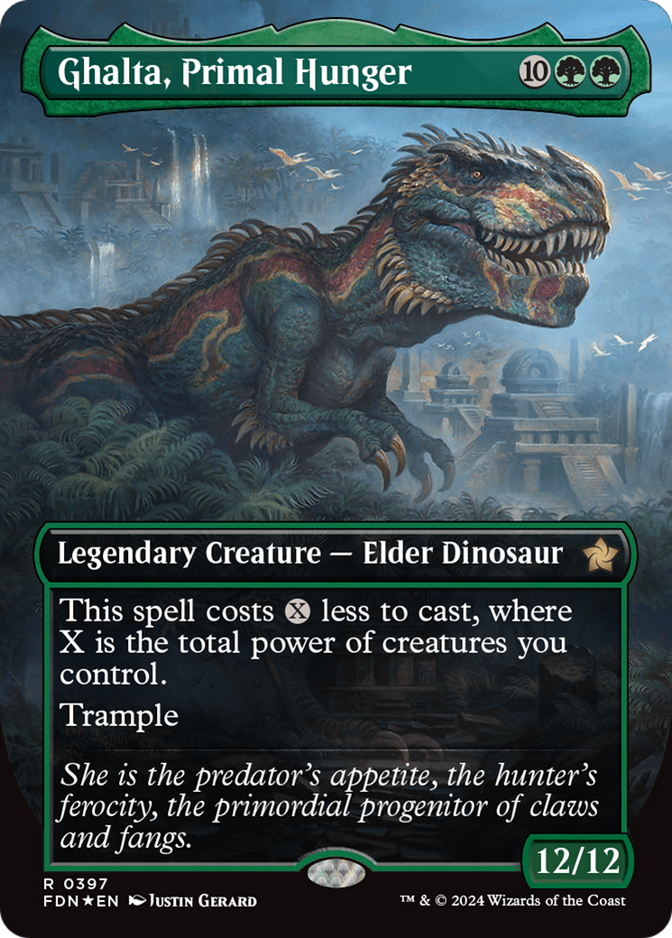 Ghalta, Primal Hunger (Borderless) (Mana Foil) [Foundations] | Card Merchant Takapuna