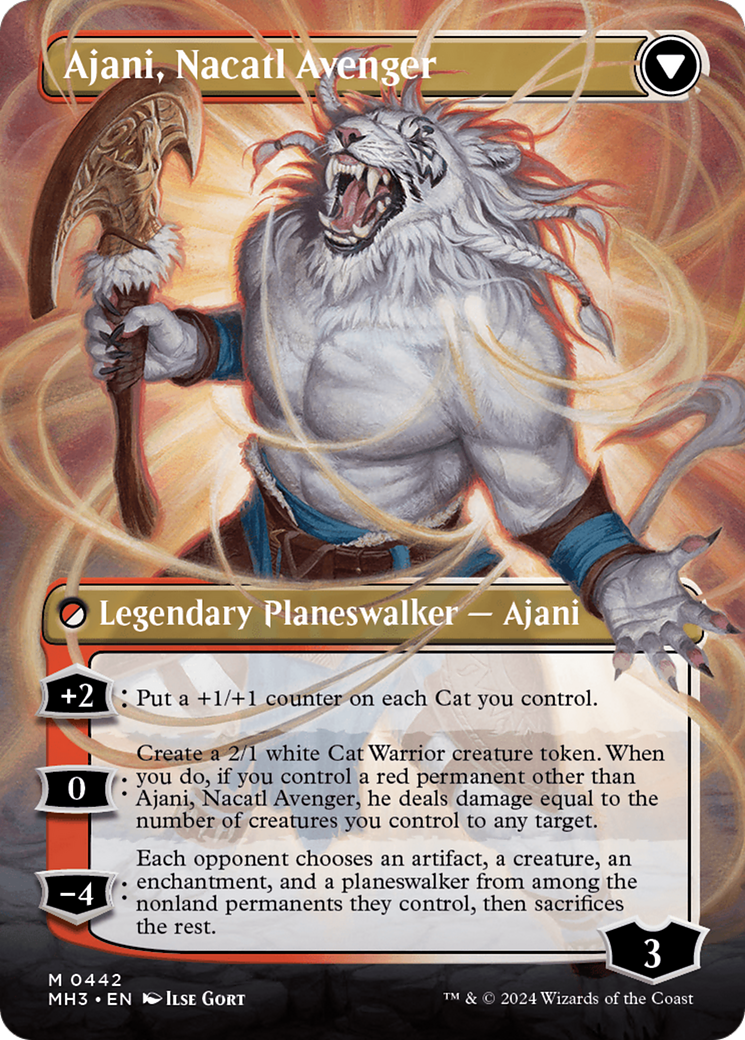 Ajani, Nacatl Pariah // Ajani, Nacatl Avenger (Borderless) [Modern Horizons 3] | Card Merchant Takapuna