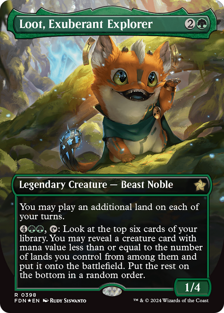 Loot, Exuberant Explorer (Borderless) (Mana Foil) [Foundations] | Card Merchant Takapuna