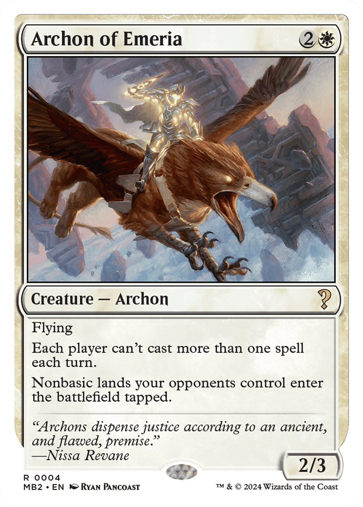 Archon of Emeria (White Border) [Mystery Booster 2] | Card Merchant Takapuna