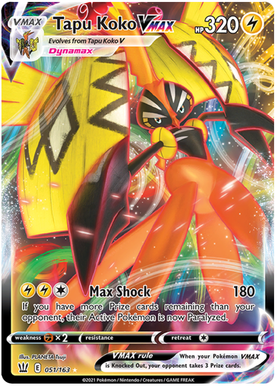 Tapu Koko VMAX (051/163) [Sword & Shield: Battle Styles] | Card Merchant Takapuna