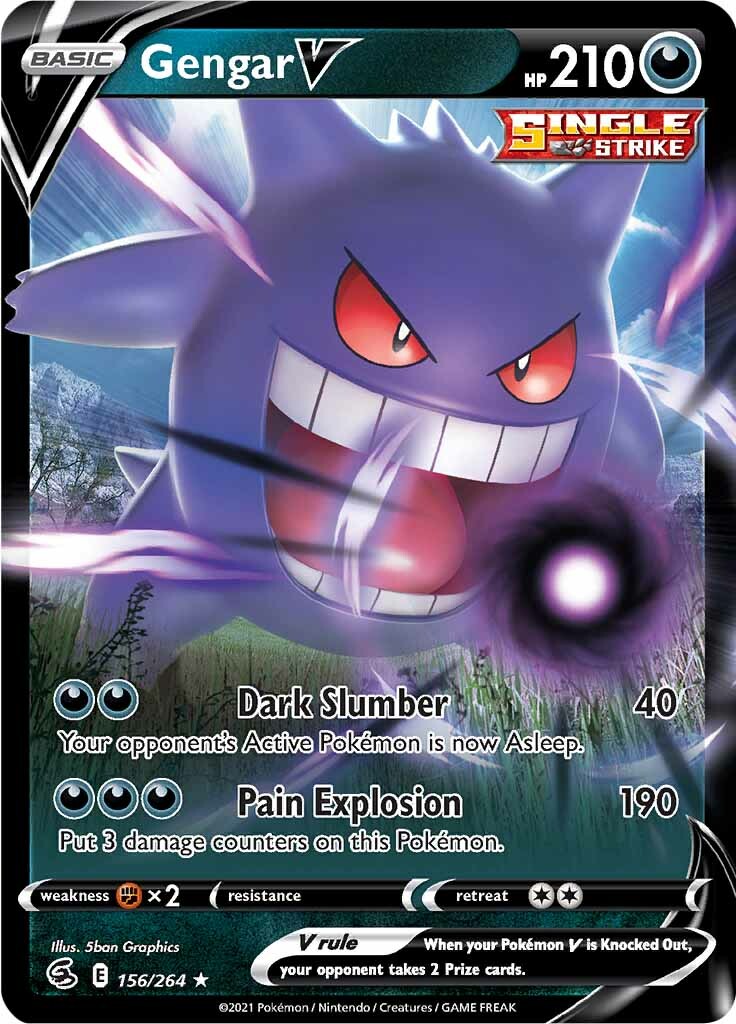 Gengar V (156/264) [Sword & Shield: Fusion Strike] | Card Merchant Takapuna