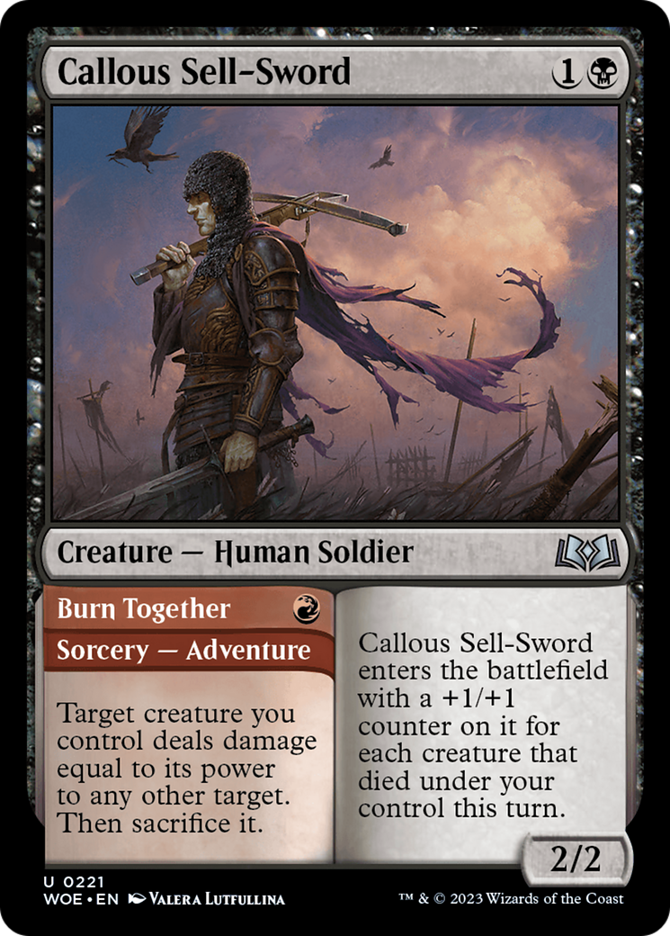 Callous Sell-Sword // Burn Together [Wilds of Eldraine] | Card Merchant Takapuna