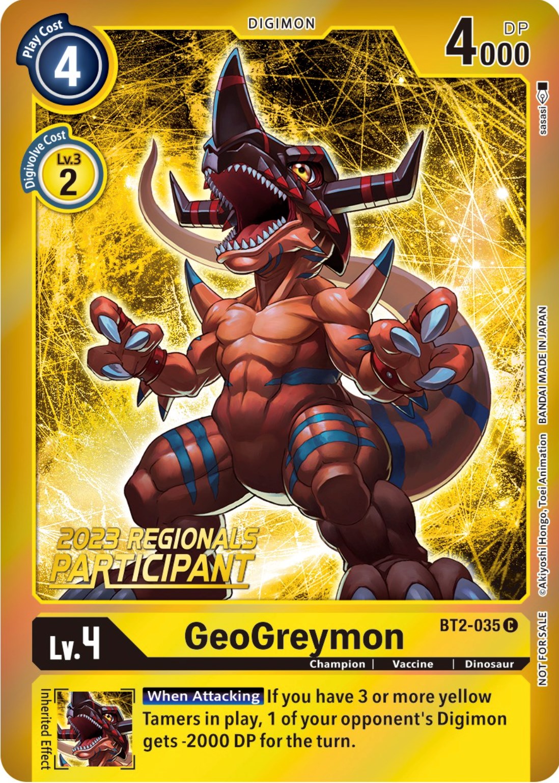 GeoGreymon [BT2-035] (2023 Regionals Participant) [Release Special Booster Promos] | Card Merchant Takapuna