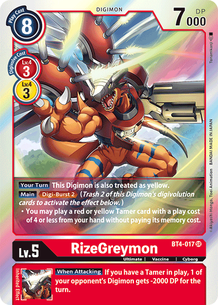 RizeGreymon [BT4-017] [Great Legend] | Card Merchant Takapuna