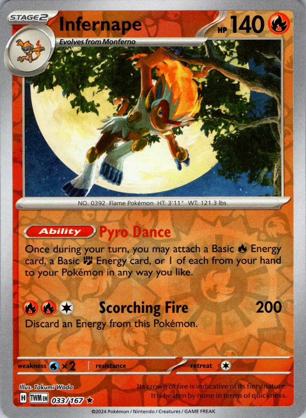 Infernape (033/167) [Scarlet & Violet: Twilight Masquerade] | Card Merchant Takapuna