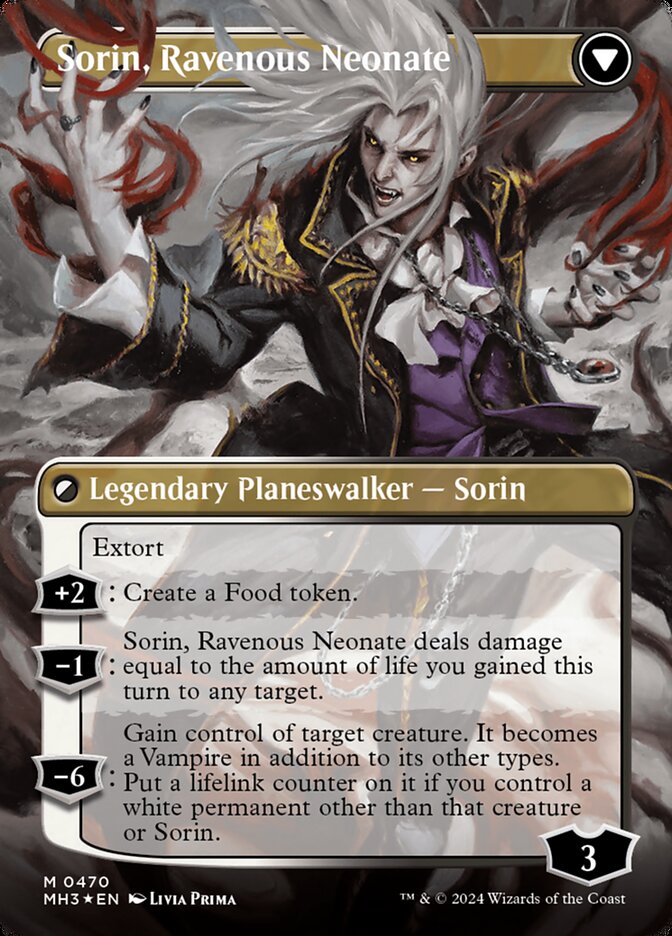 Sorin of House Markov // Sorin, Ravenous Neonate (Borderless) (Textured Foil) [Modern Horizons 3] | Card Merchant Takapuna