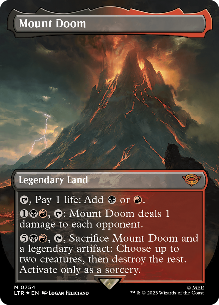 Mount Doom (Borderless) (Surge Foil) [The Lord of the Rings: Tales of Middle-Earth] | Card Merchant Takapuna