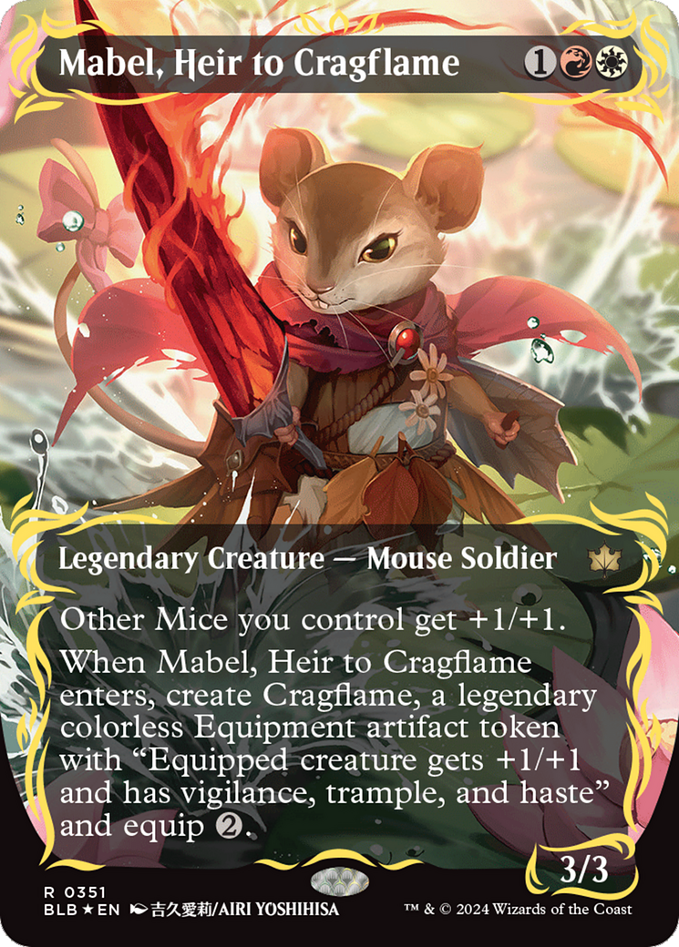 Mabel, Heir to Cragflame (Borderless) (Raised Foil) [Bloomburrow] | Card Merchant Takapuna