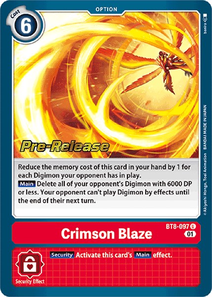 Crimson Blaze [BT8-097] [New Awakening Pre-Release Cards] | Card Merchant Takapuna