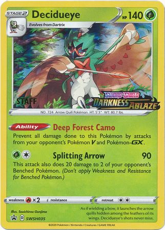 Decidueye (SWSH035) (Staff Prerelease Promo) [Sword & Shield: Black Star Promos] | Card Merchant Takapuna