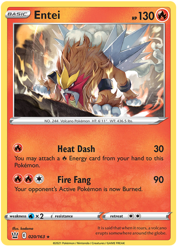 Entei (020/163) [Sword & Shield: Battle Styles] | Card Merchant Takapuna