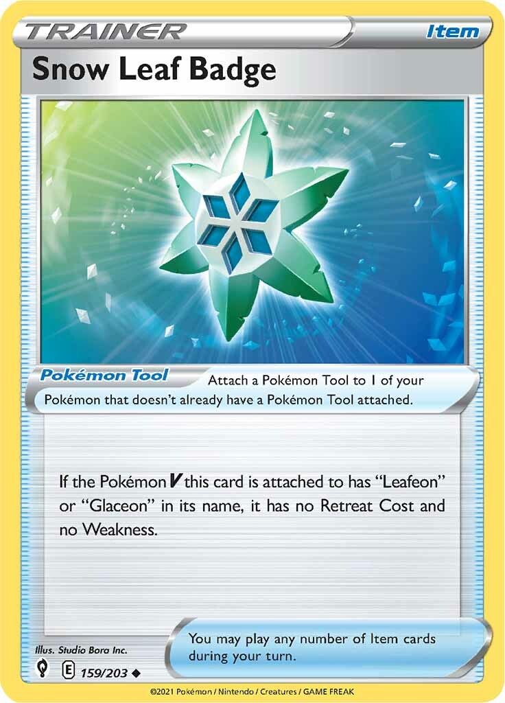 Snow Leaf Badge (159/203) [Sword & Shield: Evolving Skies] | Card Merchant Takapuna