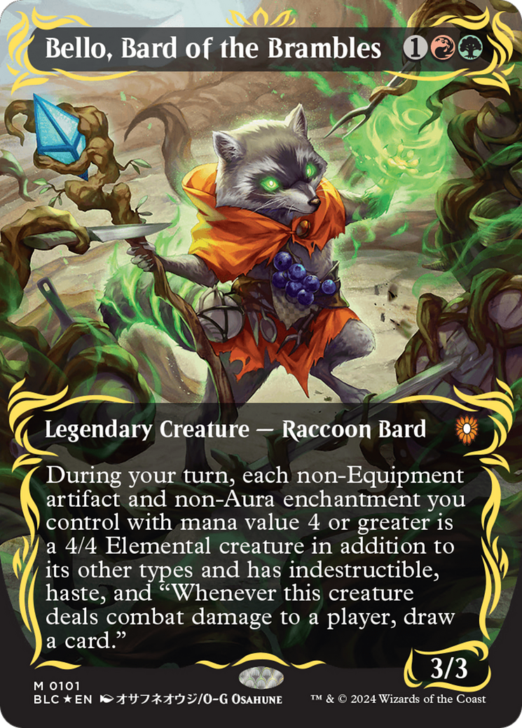 Bello, Bard of the Brambles (Borderless) (Raised Foil) [Bloomburrow Commander] | Card Merchant Takapuna