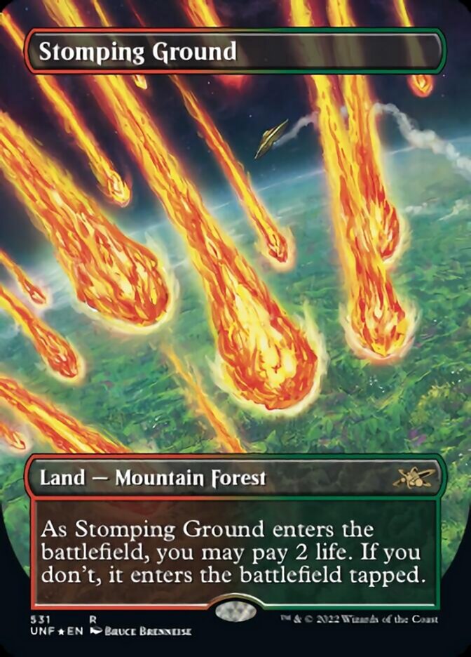 Stomping Ground (Borderless) (Galaxy Foil) [Unfinity] | Card Merchant Takapuna