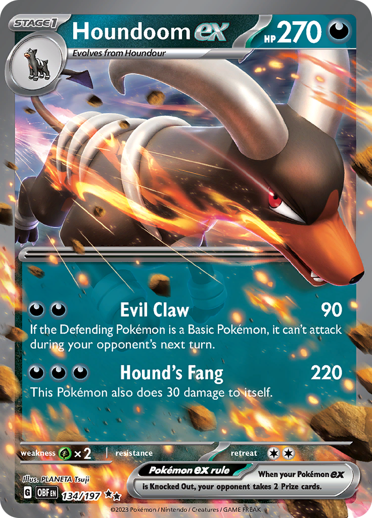 Houndoom ex (134/197) [Scarlet & Violet: Obsidian Flames] | Card Merchant Takapuna