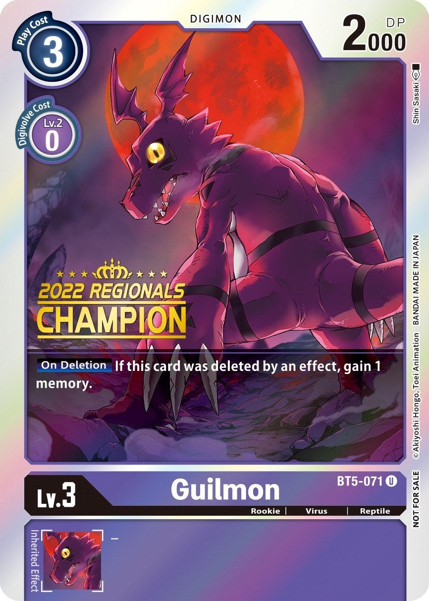 Guilmon [BT5-071] (2022 Championship Offline Regional) (Online Champion) [Battle of Omni Promos] | Card Merchant Takapuna