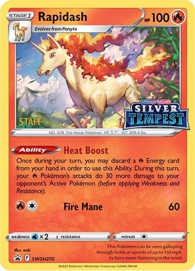 Rapidash (SWSH270) (Prerelease) (Staff) [Sword & Shield: Black Star Promos] | Card Merchant Takapuna