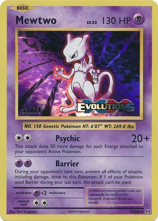 Mewtwo (51/108) (XY Evolutions Staff Prerelease) [XY: Black Star Promos] | Card Merchant Takapuna