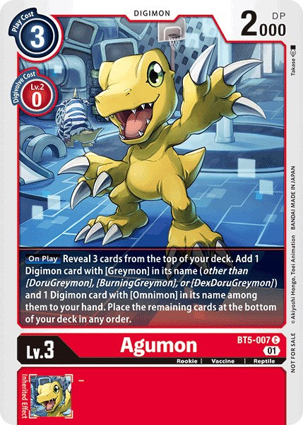 Agumon [BT5-007] (Tamer Party Vol. 4 Promo) [Battle of Omni] | Card Merchant Takapuna