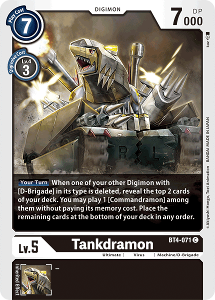 Tankdramon [BT4-071] [Great Legend] | Card Merchant Takapuna