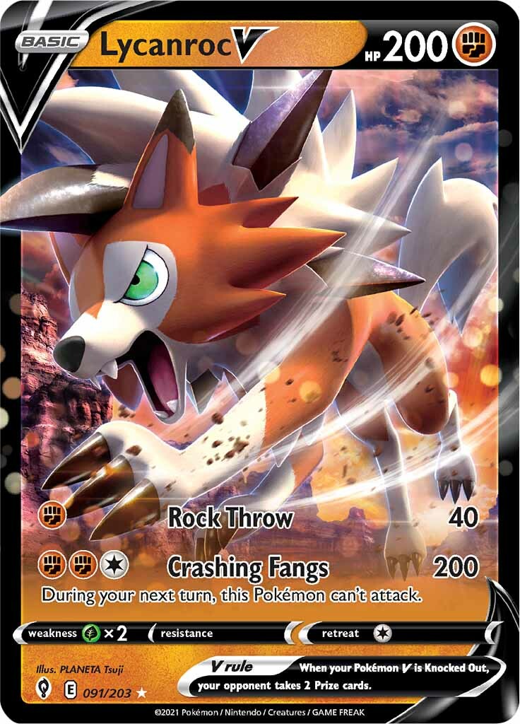 Lycanroc V (091/203) [Sword & Shield: Evolving Skies] | Card Merchant Takapuna