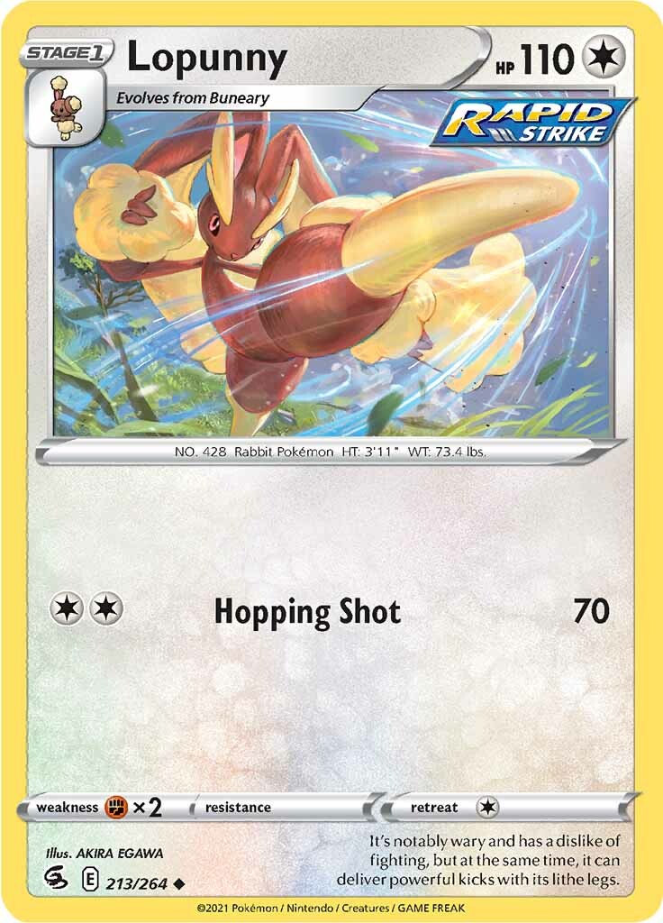 Lopunny (213/264) [Sword & Shield: Fusion Strike] | Card Merchant Takapuna