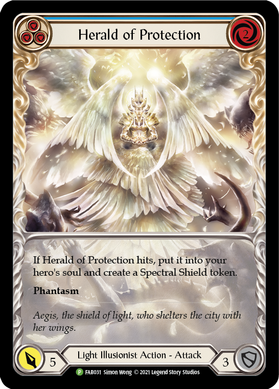Herald of Protection (Blue Extended Art) [FAB031] (Promo)  Rainbow Foil | Card Merchant Takapuna