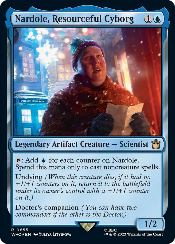 Nardole, Resourceful Cyborg (Surge Foil) [Doctor Who] | Card Merchant Takapuna