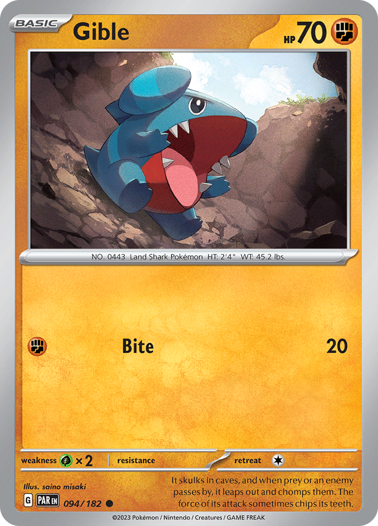 Gible (094/182) [Scarlet & Violet: Paradox Rift] | Card Merchant Takapuna