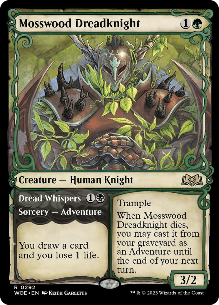 Mosswood Dreadknight // Dread Whispers (Showcase) [Wilds of Eldraine] | Card Merchant Takapuna