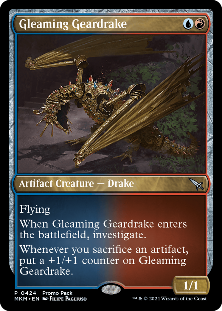 Gleaming Geardrake (Promo Pack) [Murders at Karlov Manor Promos] | Card Merchant Takapuna