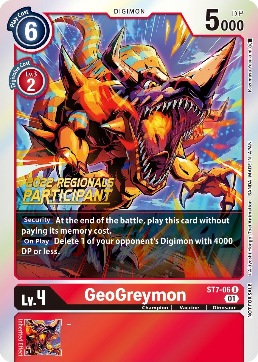 GeoGreymon [ST7-06] (2022 Championship Offline Regional) (Online Participant) [Starter Deck: Gallantmon Promos] | Card Merchant Takapuna