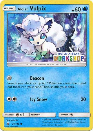 Alolan Vulpix (21/145) (Build A Bear Workshop Exclusive) [Sun & Moon: Guardians Rising] | Card Merchant Takapuna