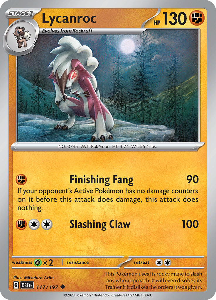 Lycanroc (117/197) [Scarlet & Violet: Obsidian Flames] | Card Merchant Takapuna