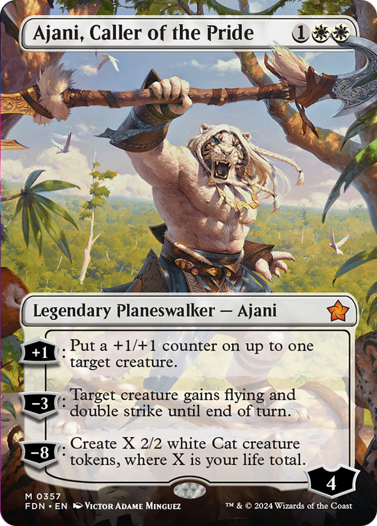 Ajani, Caller of the Pride (Borderless) [Foundations] | Card Merchant Takapuna