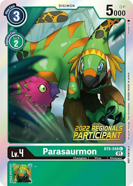 Parasaurmon [BT6-048] (2022 Championship Online Regional) (Online Participant) [Double Diamond Promos] | Card Merchant Takapuna