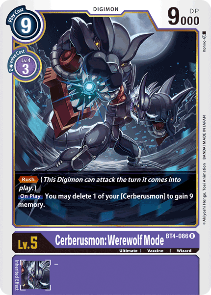 Cerberusmon: Werewolf Mode [BT4-086] [Great Legend] | Card Merchant Takapuna