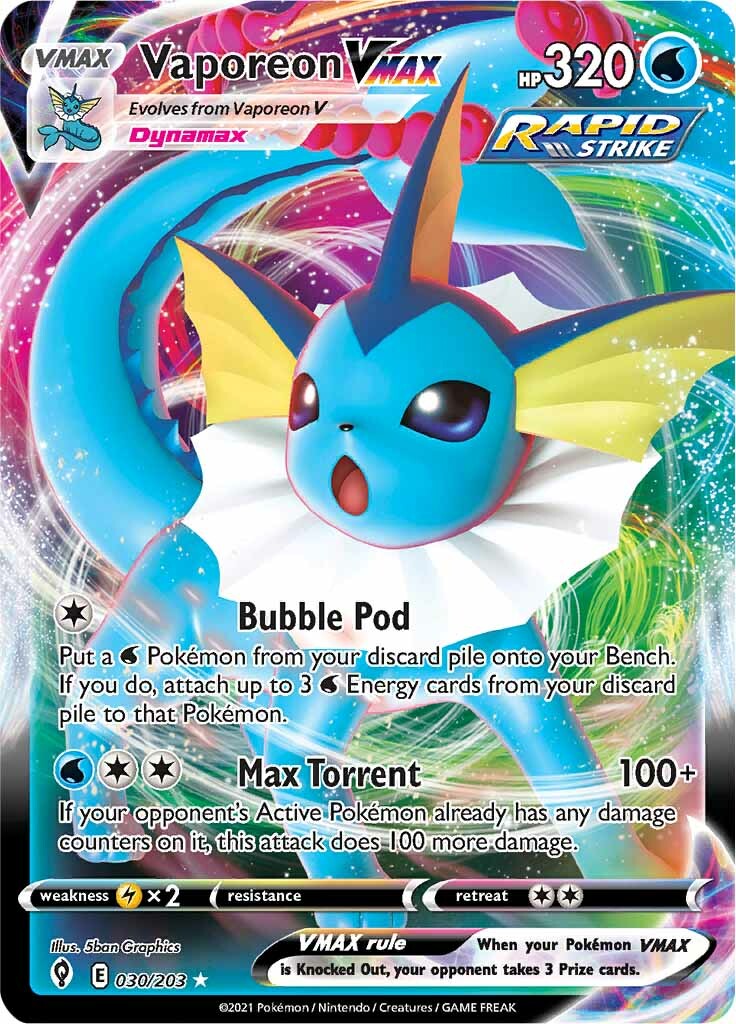 Vaporeon VMAX (030/203) [Sword & Shield: Evolving Skies] | Card Merchant Takapuna