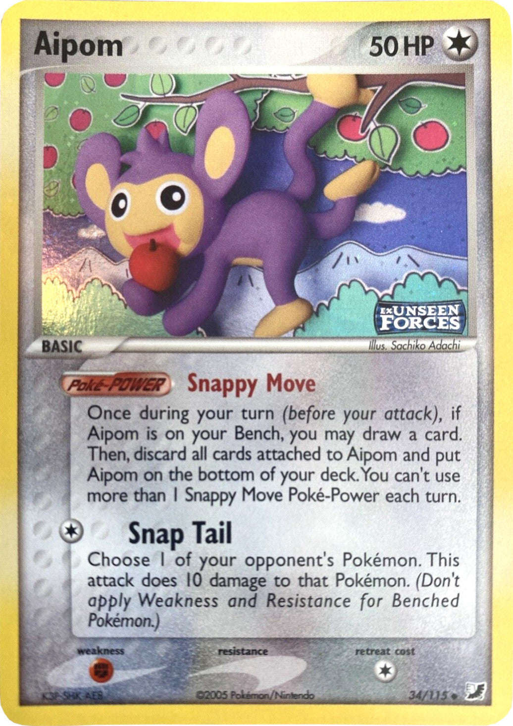 Aipom (34/115) (Stamped) [EX: Unseen Forces] | Card Merchant Takapuna