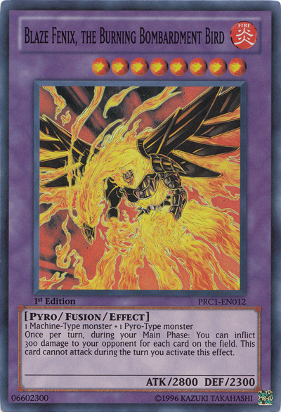 Blaze Fenix, the Burning Bombardment Bird [PRC1-EN012] Super Rare | Card Merchant Takapuna