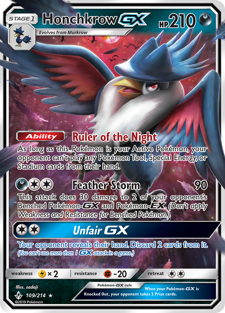 Honchkrow GX (109/214) [Sun & Moon: Unbroken Bonds] | Card Merchant Takapuna