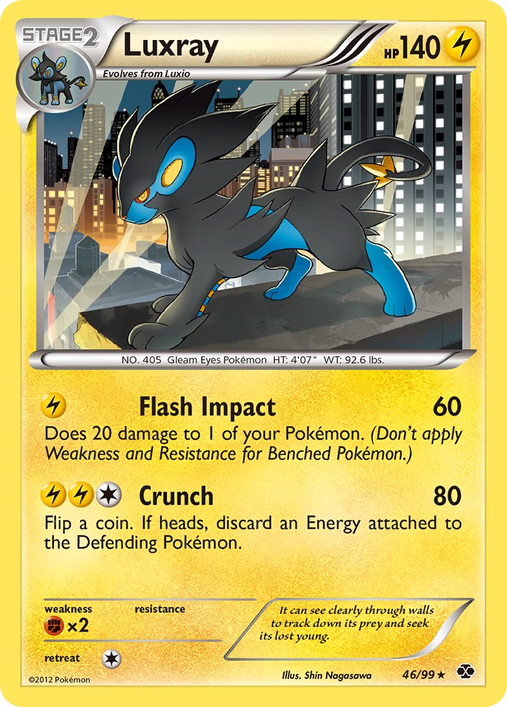 Luxray (46/99) (Cracked Ice Holo) (Blister Exclusive) [Black & White: Next Destinies] | Card Merchant Takapuna