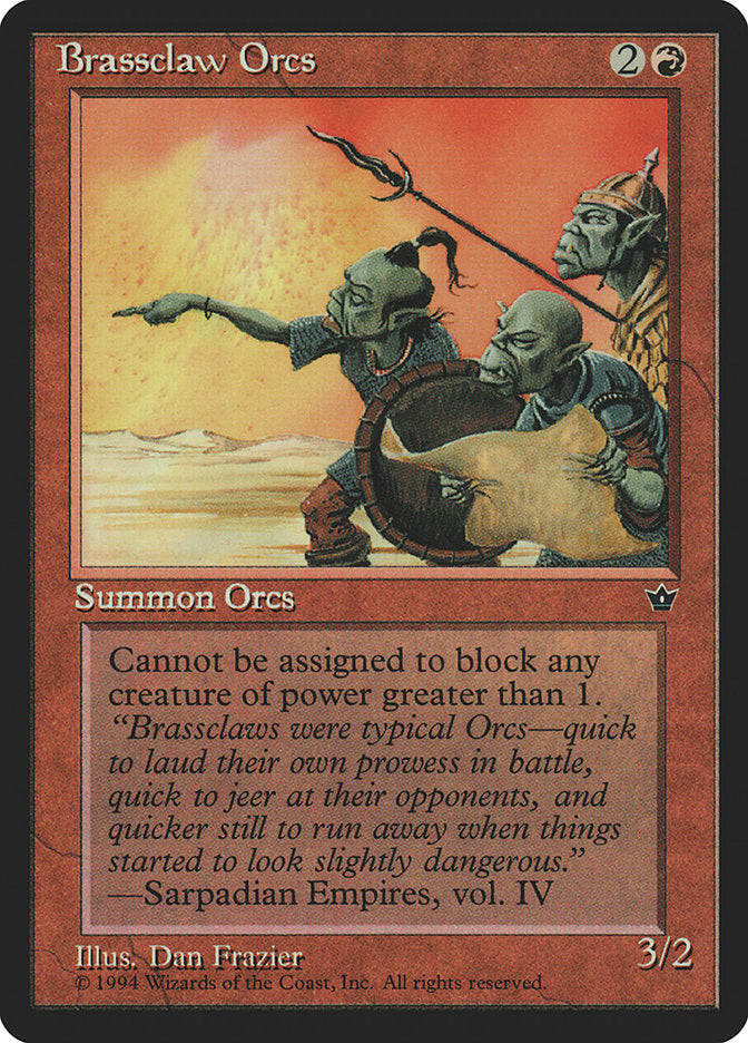 Brassclaw Orcs (Dan Frazier) [Fallen Empires] | Card Merchant Takapuna