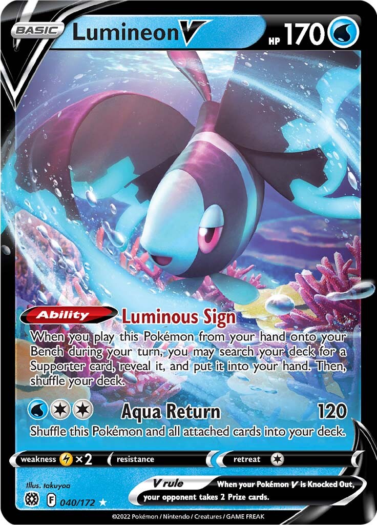 Lumineon V (040/172) [Sword & Shield: Brilliant Stars] | Card Merchant Takapuna